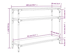 Mesa consola madera de ingeniería roble ahumado 100x29x75 cm