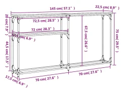 Mesa consola madera de ingeniería marrón roble 145x22,5x75 cm