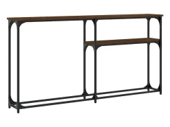 Mesa consola madera de ingeniería marrón roble 145x22,5x75 cm