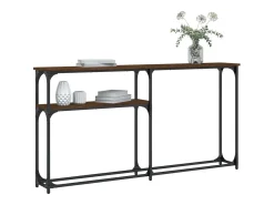 Mesa consola madera de ingeniería marrón roble 145x22,5x75 cm