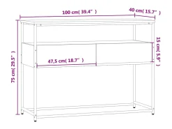 Mesa consola madera de ingeniería gris Sonoma 100x40x75 cm