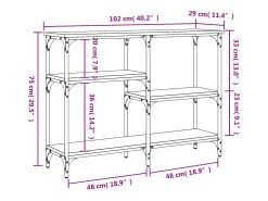 Mesa consola madera de ingeniería negra 102x29x75 cm
