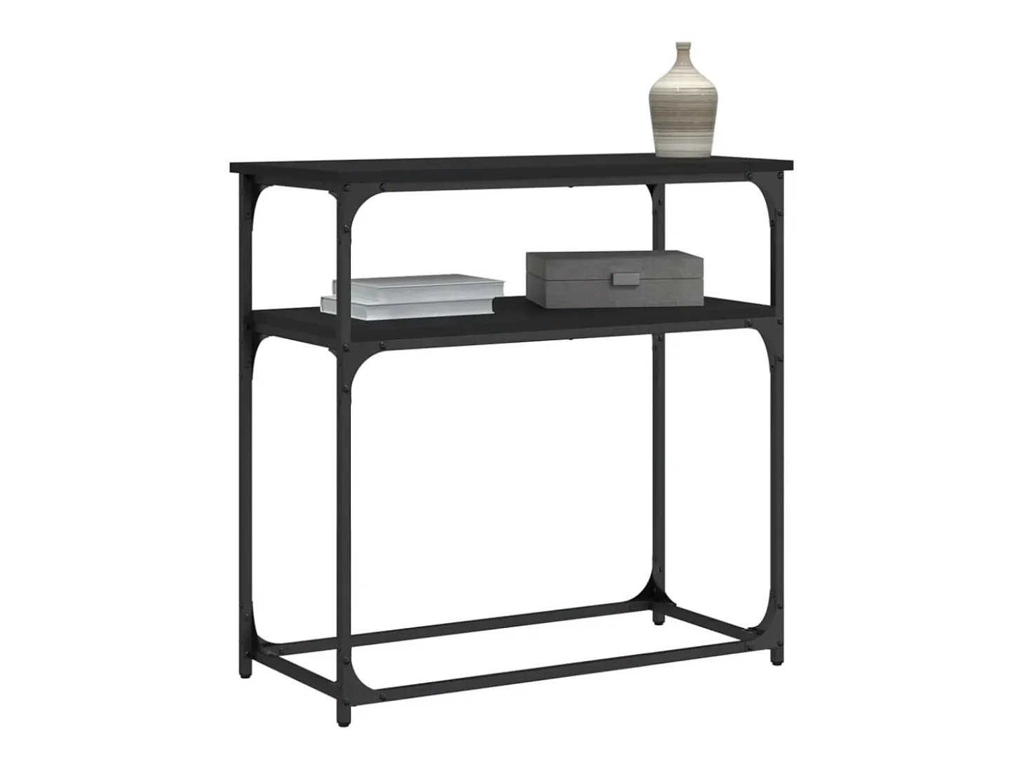 Mesa consola madera de ingeniería negra 75x35,5x75 cm