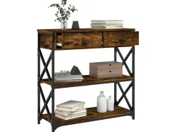 Mesa consola madera de ingeniería roble ahumado 75x28x75 cm ES674606
