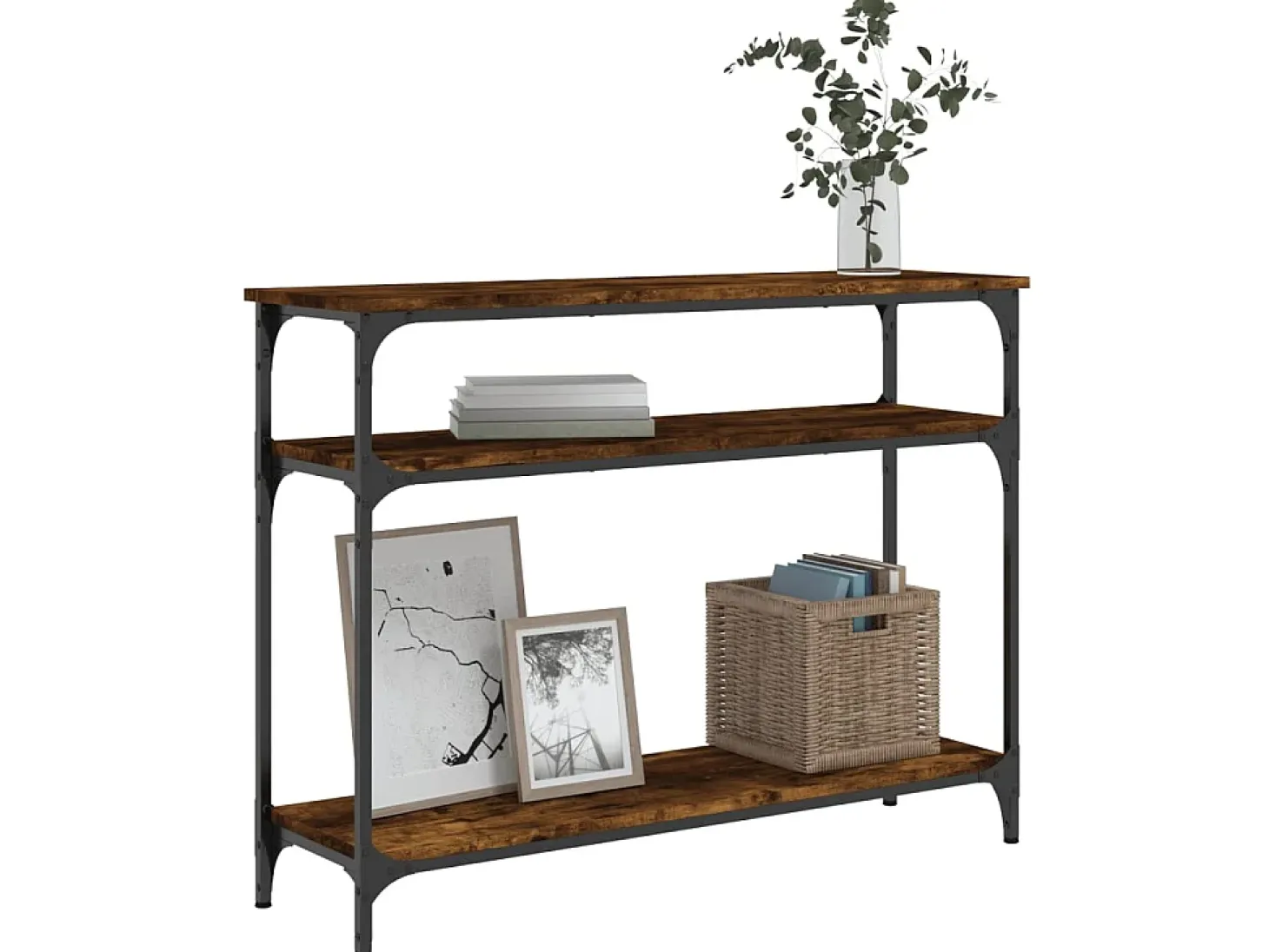 Mesa consola madera de ingeniería roble ahumado 100x29x75 cm ES563803