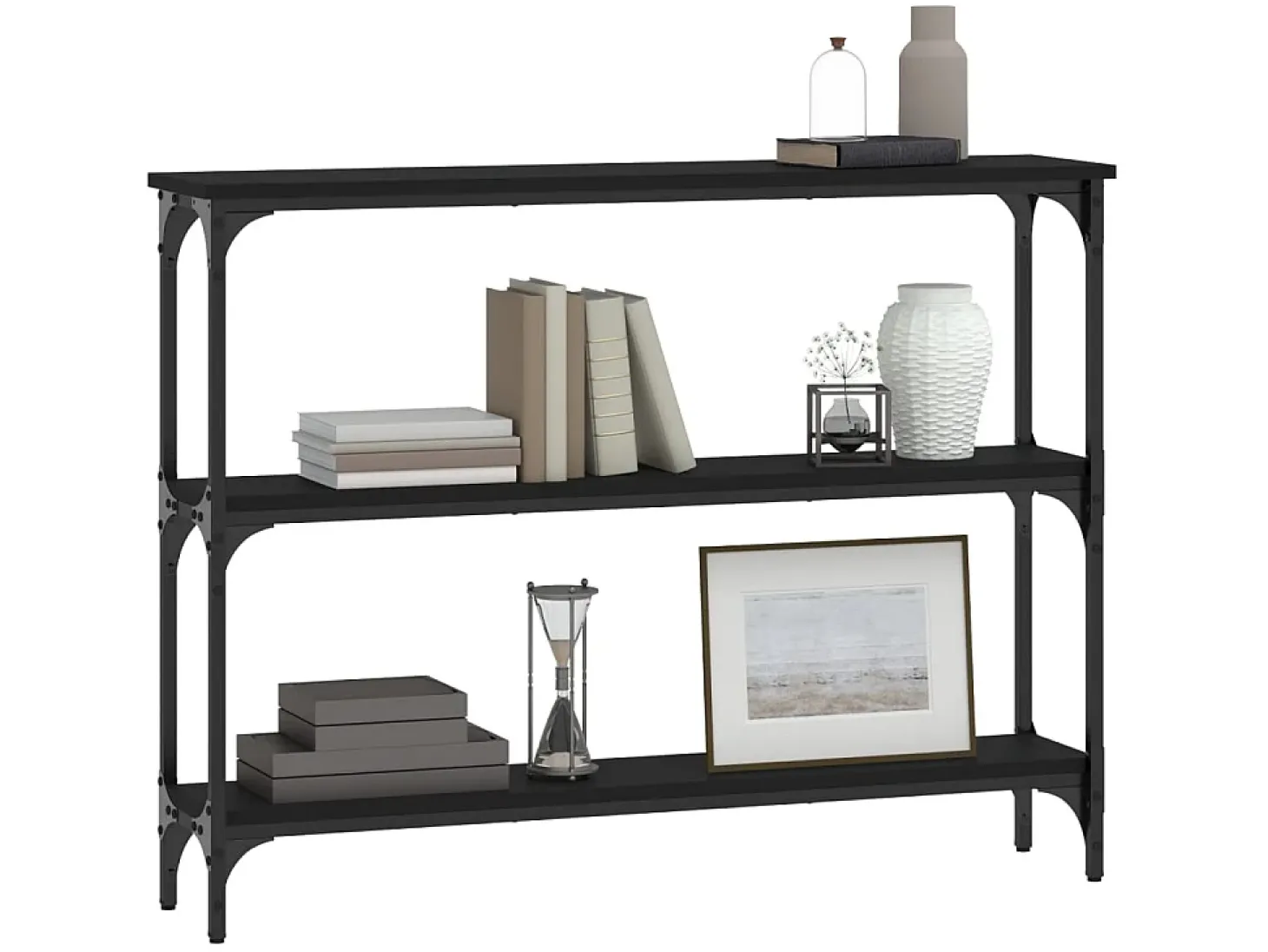 Mesa consola madera de ingeniería negra 100x22,5x75 cm ES579411