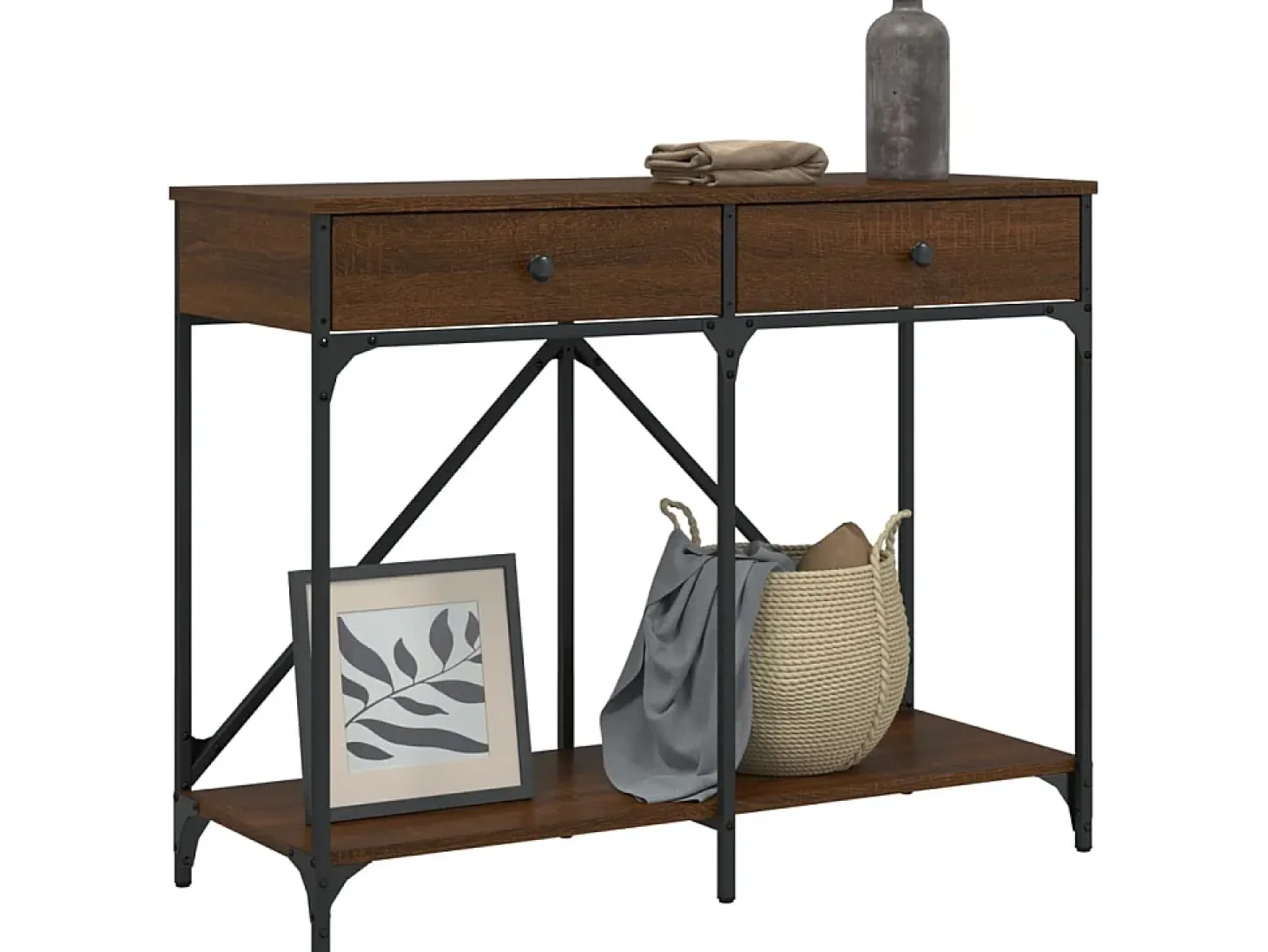 Mesa consola madera de ingeniería marrón roble 100x39x78,5 cm ES474643