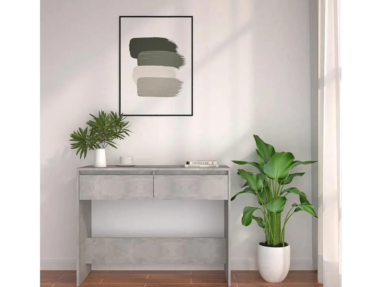 Mesa consola madera de ingeniería gris hormigón 100x35x76,5 cm