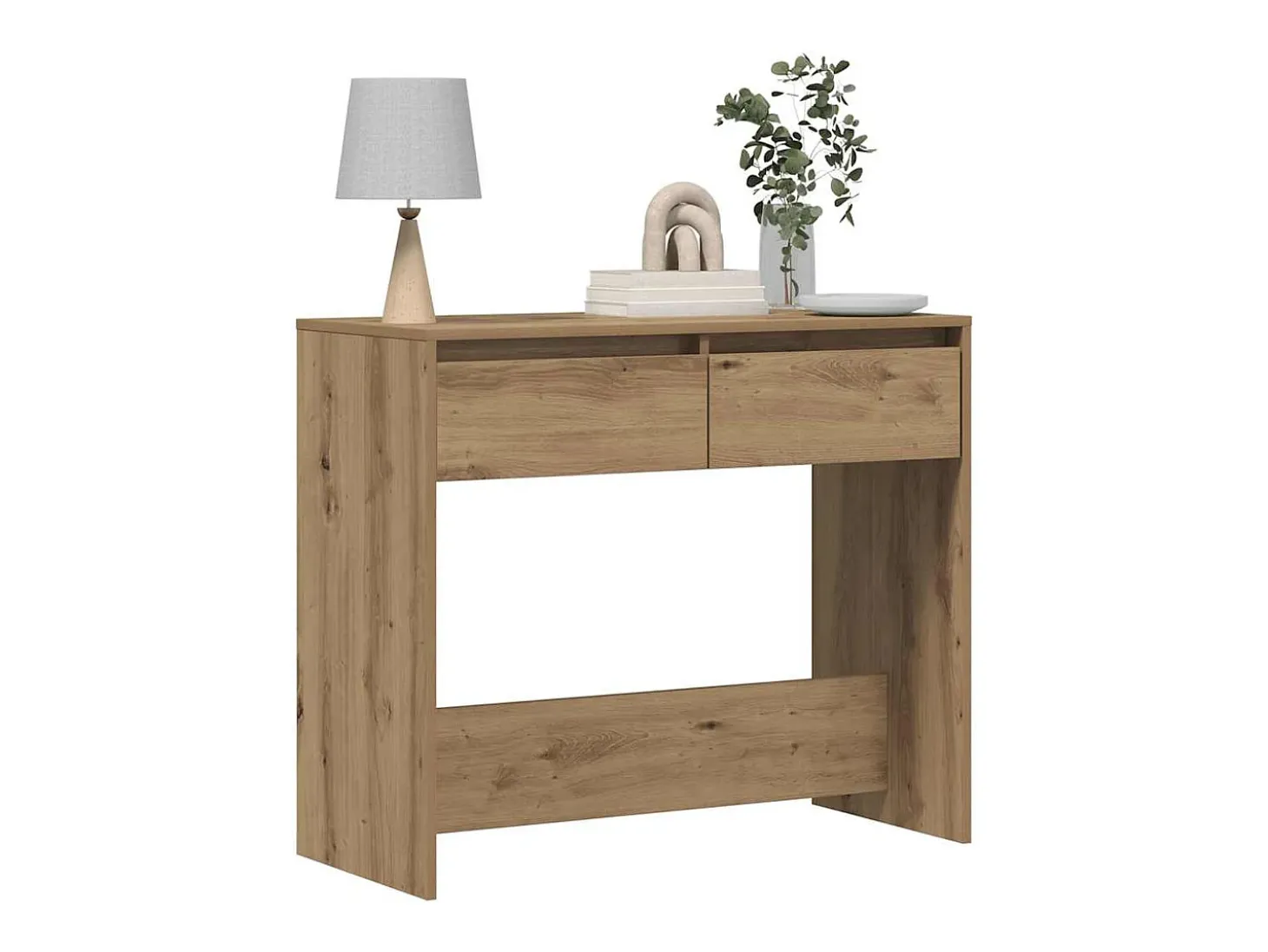 Mesa consola madera de ingeniería roble artesanal 89x41x76,5 cm