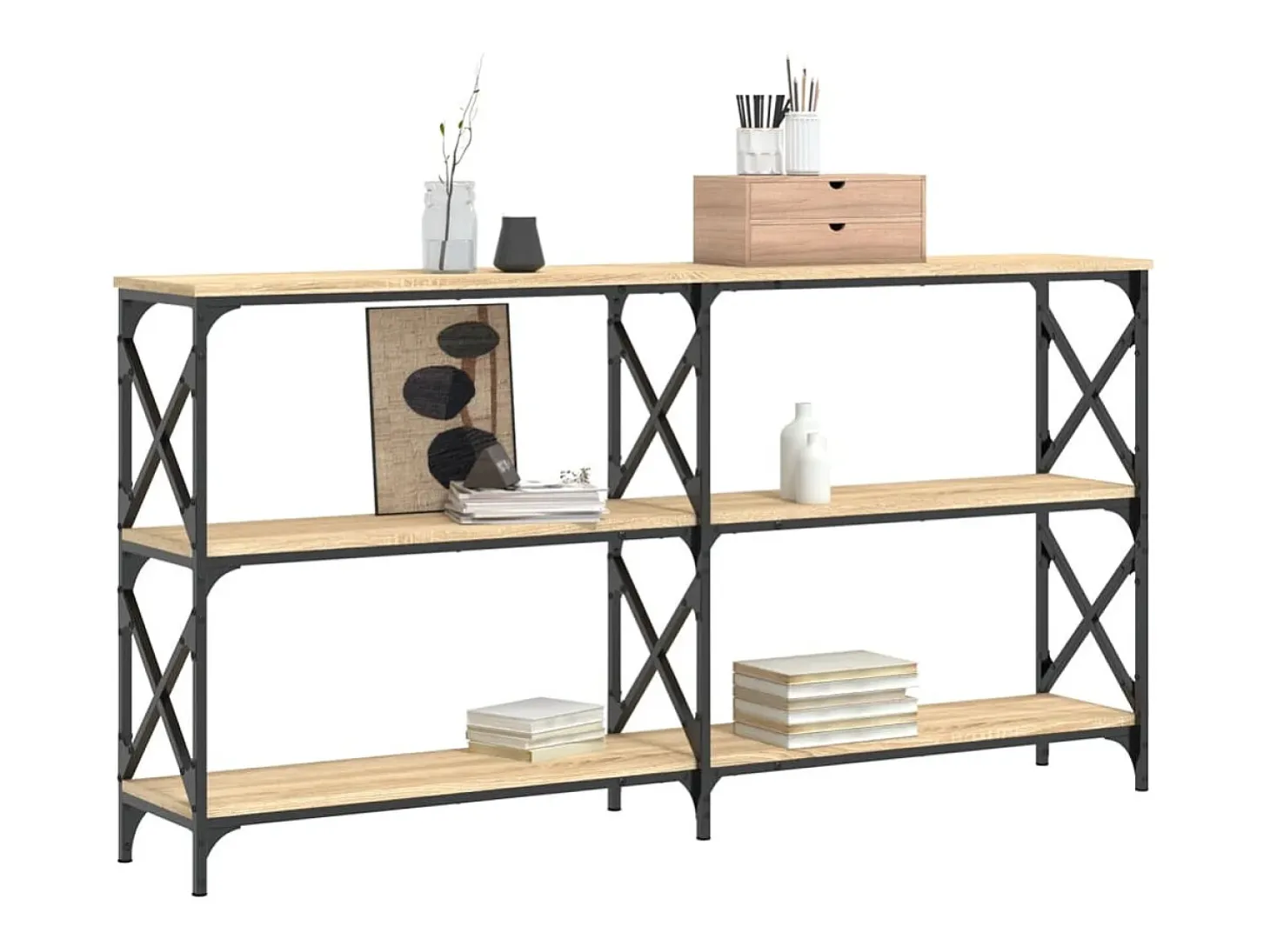 Mesa consola madera de ingeniería roble Sonoma 156x28x80,5 cm