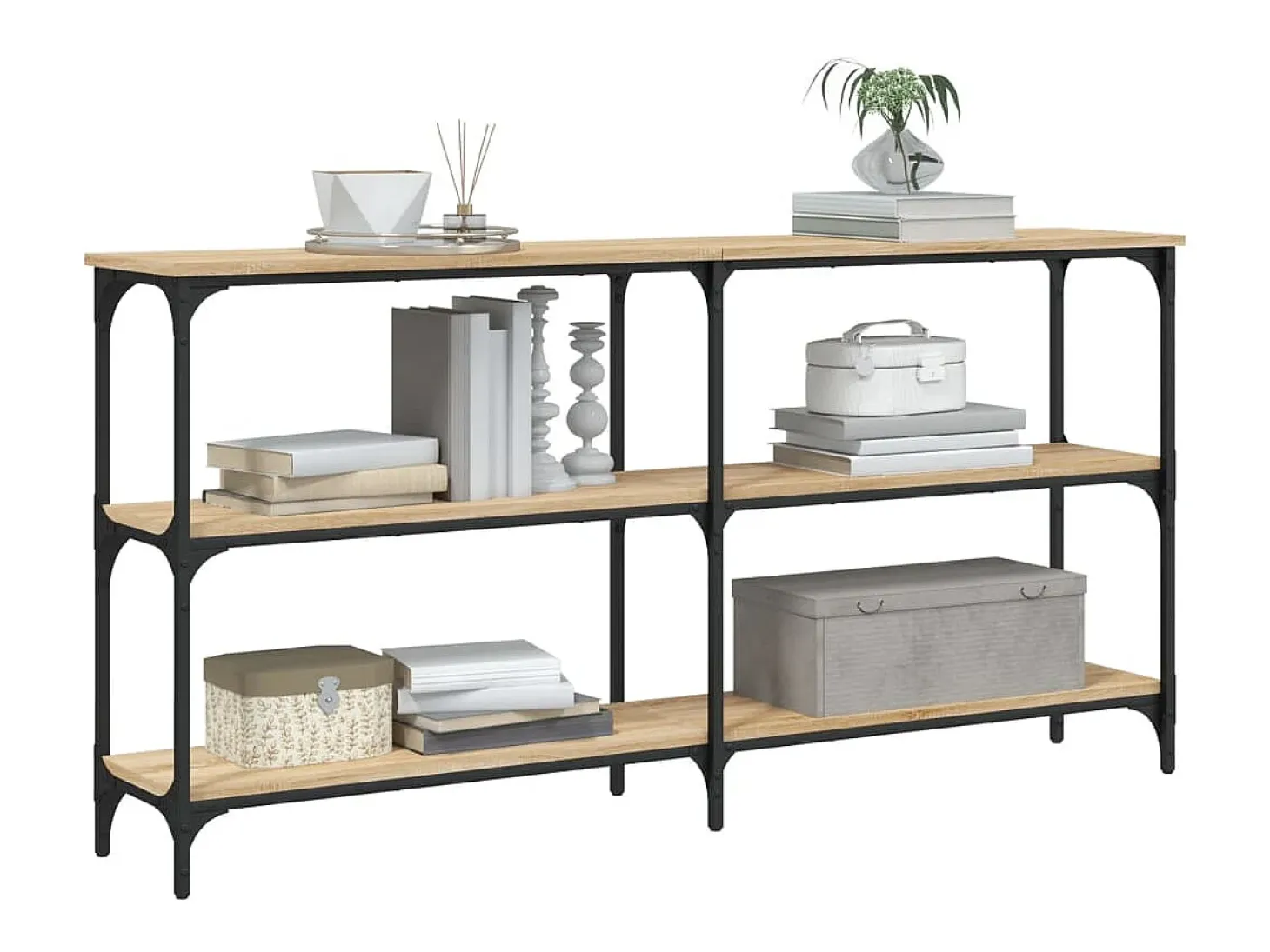 Mesa consola madera de ingeniería roble Sonoma 150x29x75 cm ES519270