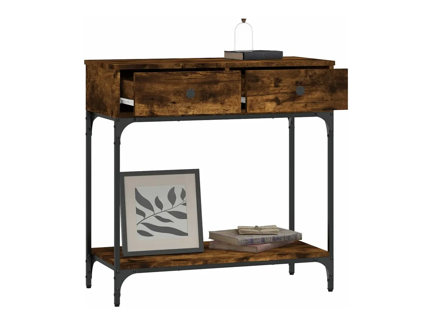 Mesa consola madera de ingeniería roble ahumado 75x34,5x75 cm