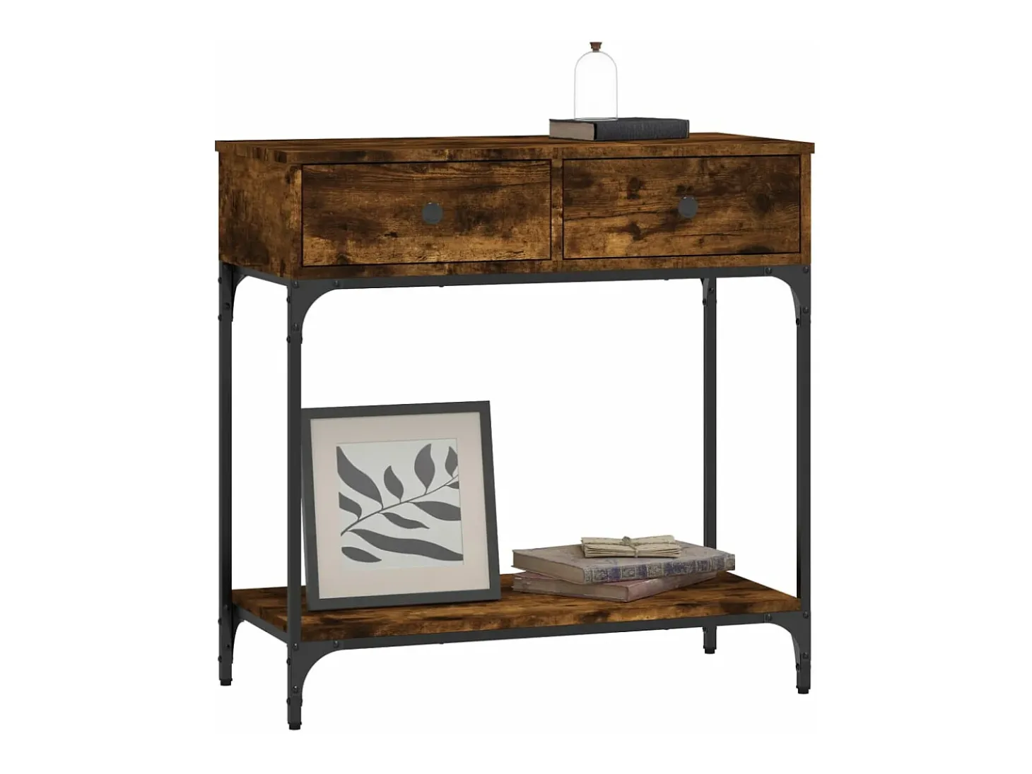 Mesa consola madera de ingeniería roble ahumado 75x34,5x75 cm
