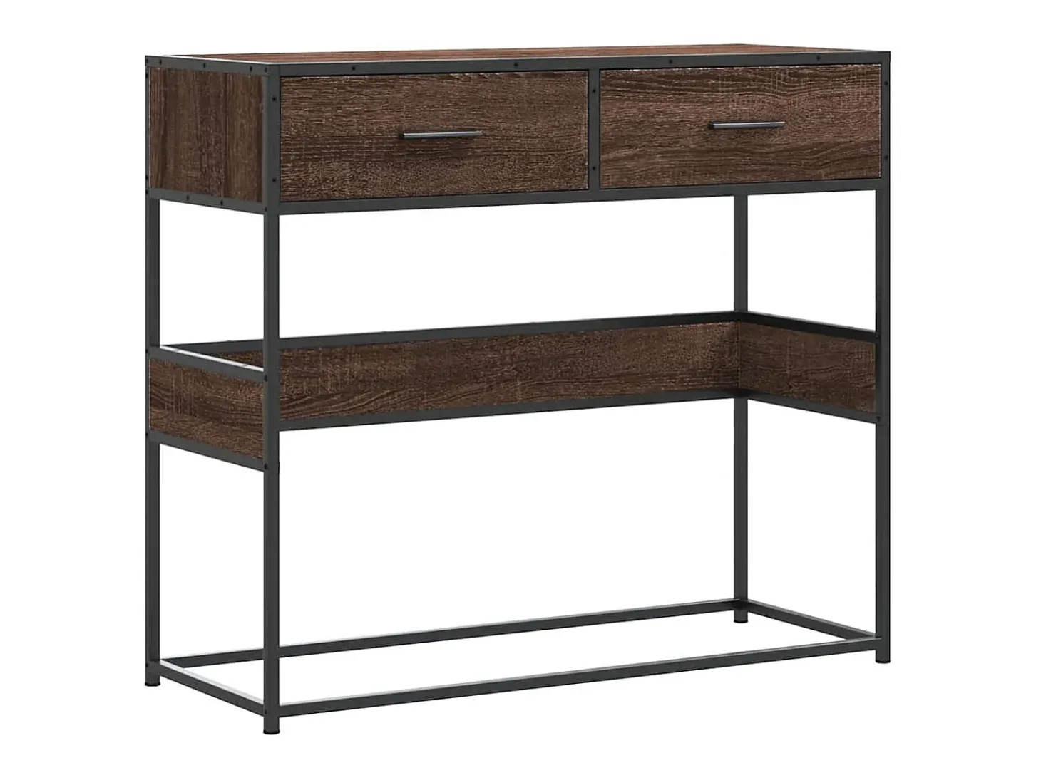Mesa consola madera de ingeniería marrón roble 90x35x80 cm