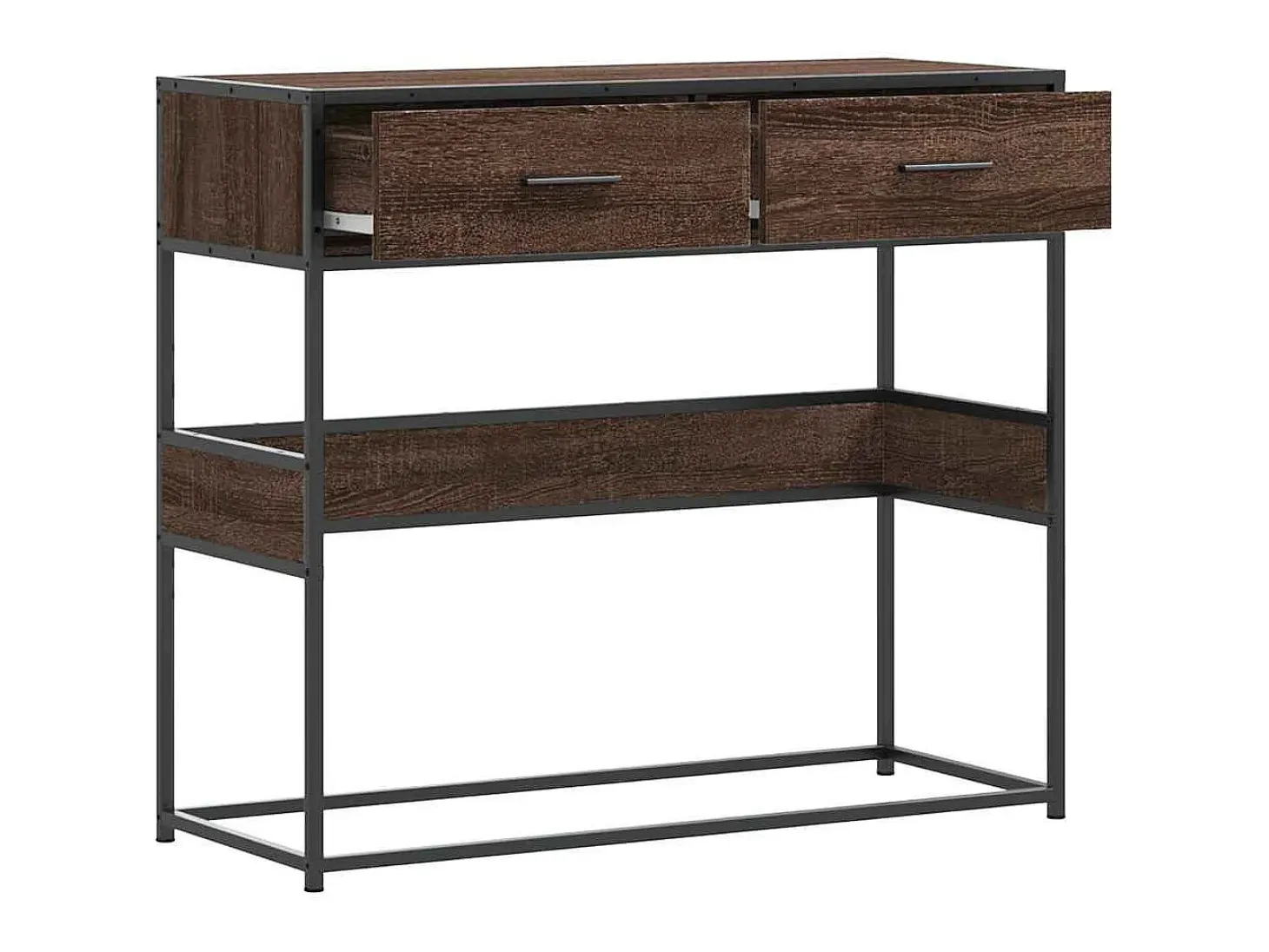 Mesa consola madera de ingeniería marrón roble 90x35x80 cm