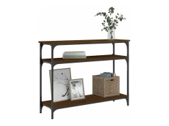 Mesa consola madera de ingeniería marrón roble 100x29x75 cm