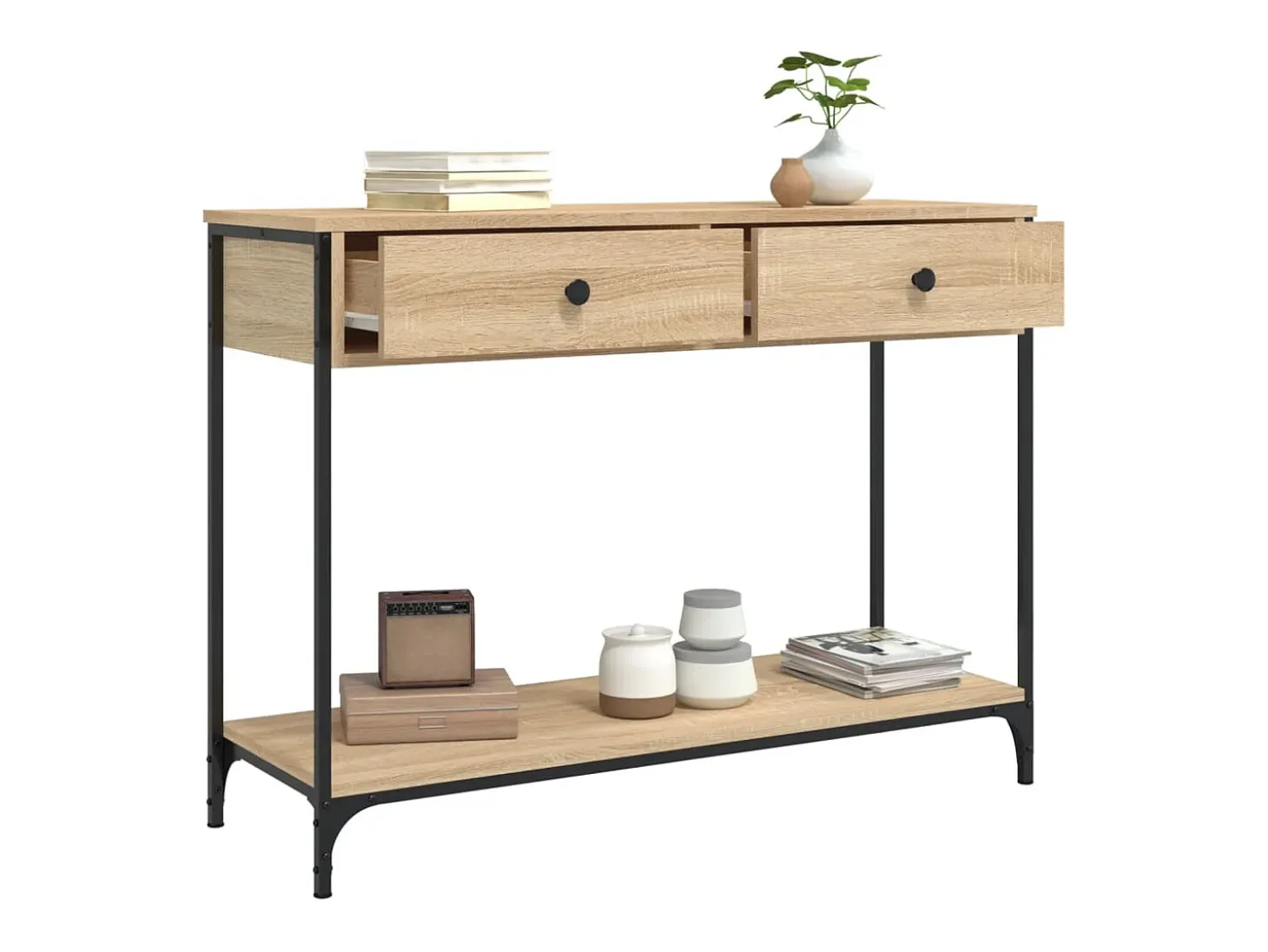 Mesa consola madera de ingeniería roble Sonoma 100x34,5x75 cm