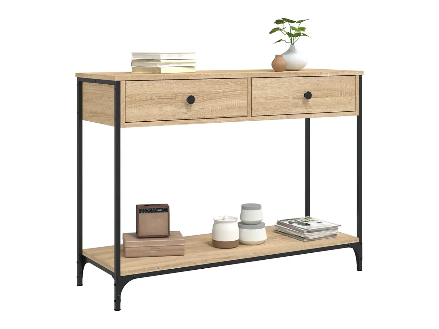 Mesa consola madera de ingeniería roble Sonoma 100x34,5x75 cm