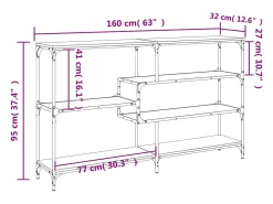Mesa consola madera de ingeniería marrón roble 160x32x95 cm