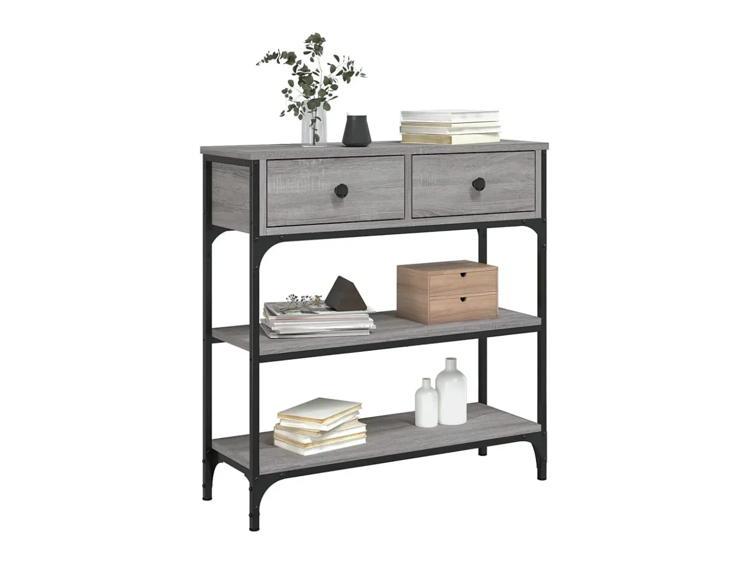 Mesa consola madera de ingeniería gris Sonoma 72,5x25x75 cm
