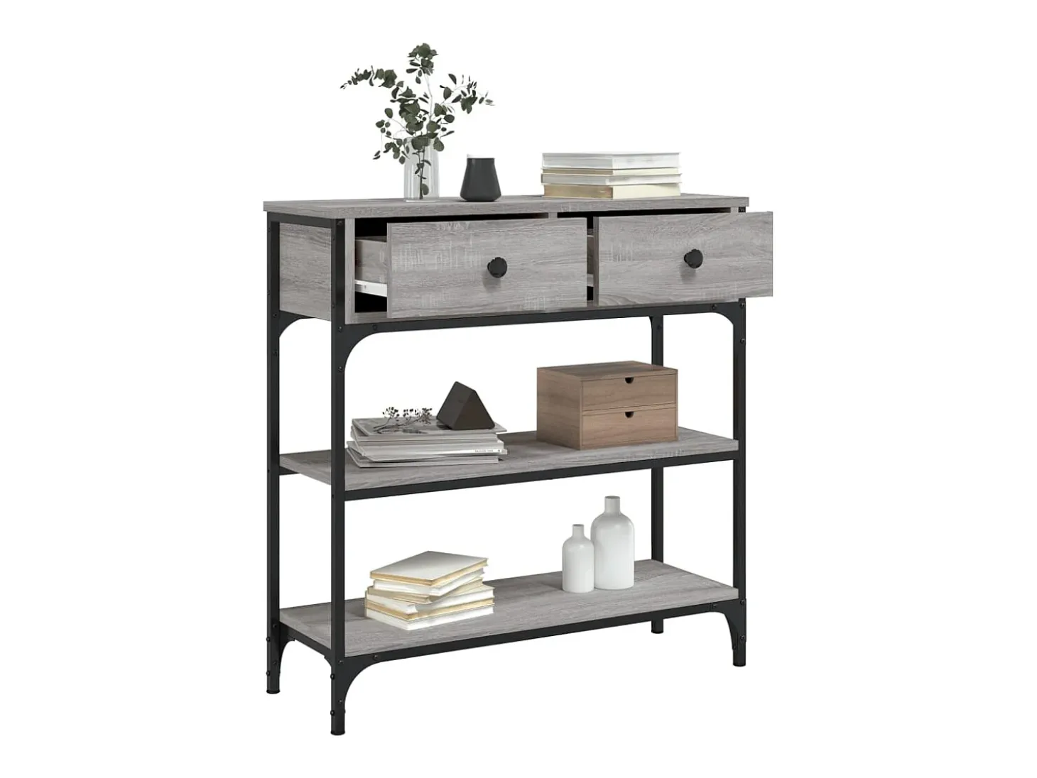 Mesa consola madera de ingeniería gris Sonoma 72,5x25x75 cm
