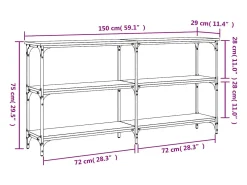 Mesa consola madera de ingeniería roble ahumado 150x29x75 cm