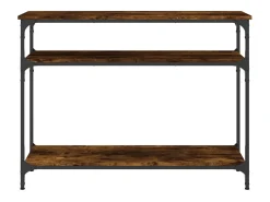 Mesa consola madera de ingeniería roble ahumado 100x29x75 cm
