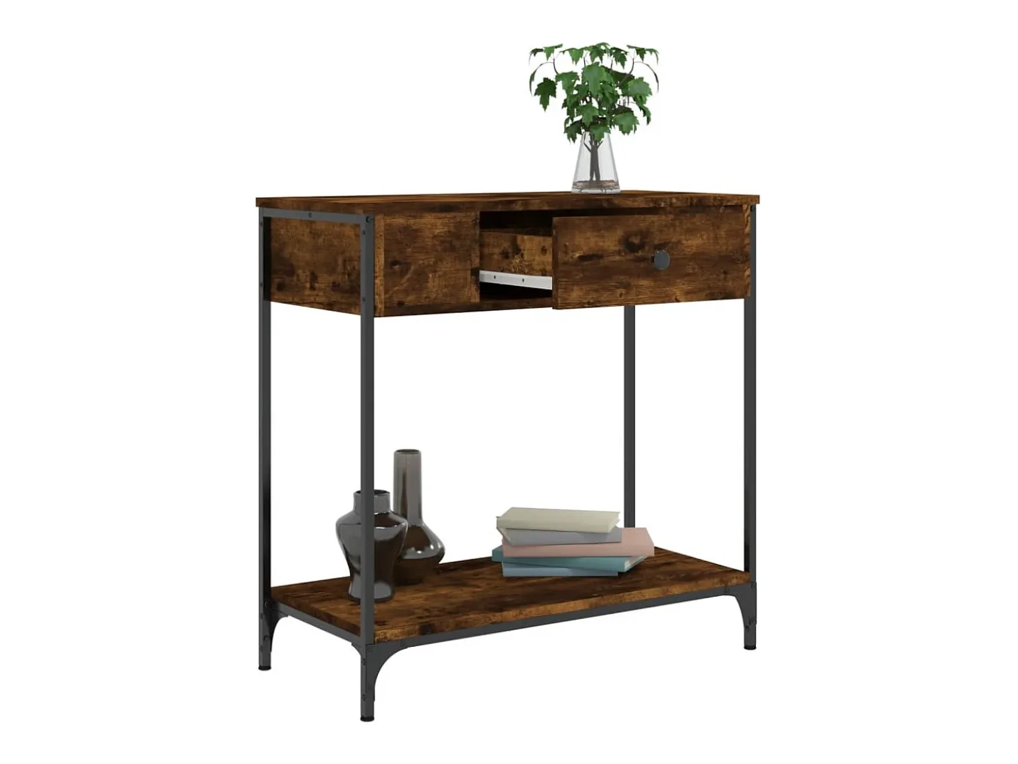 Mesa consola madera de ingeniería roble ahumado 75x34,5x75 cm