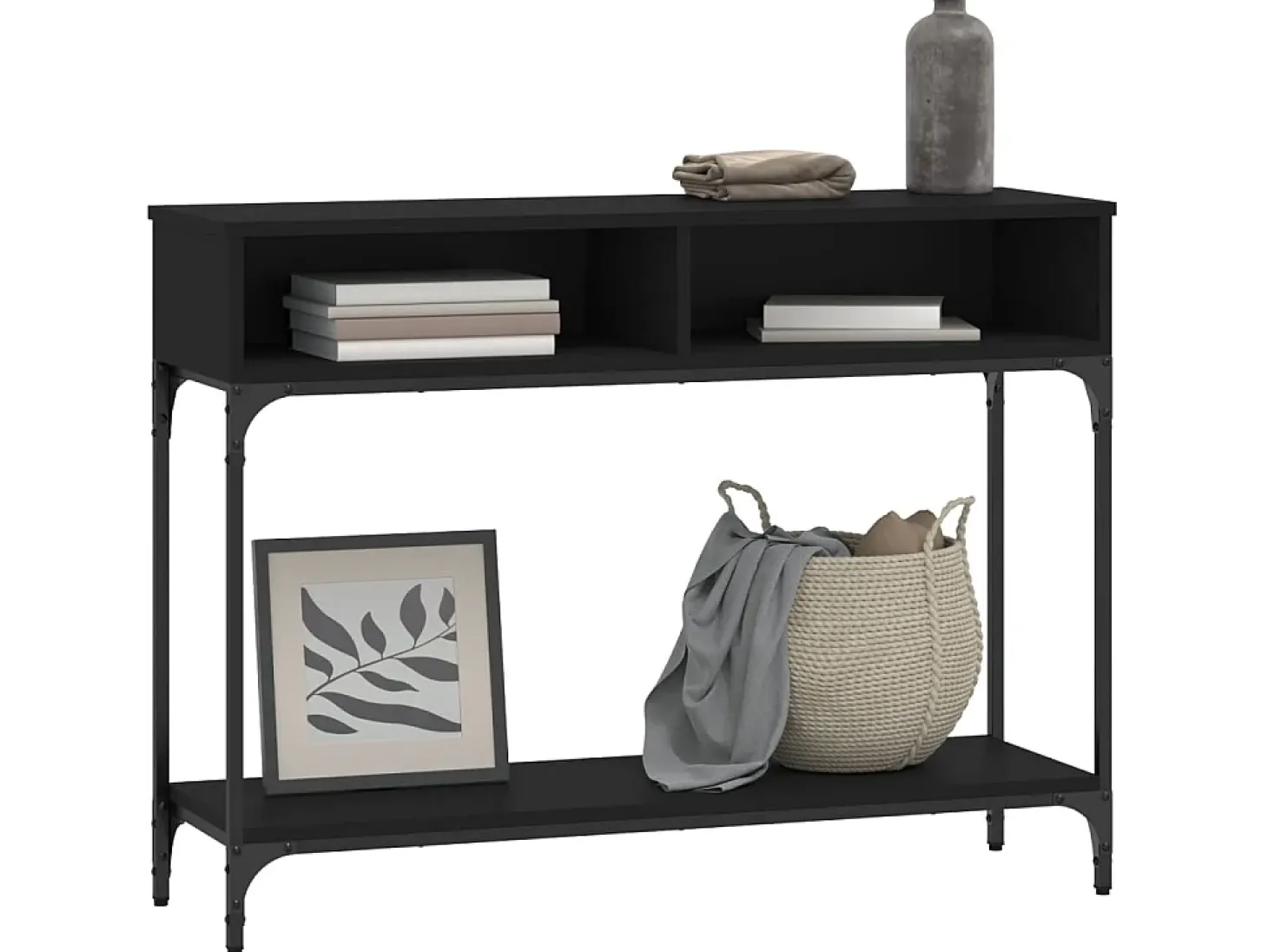 Mesa consola madera de ingeniería negra 100x30,5x75 cm ES229524