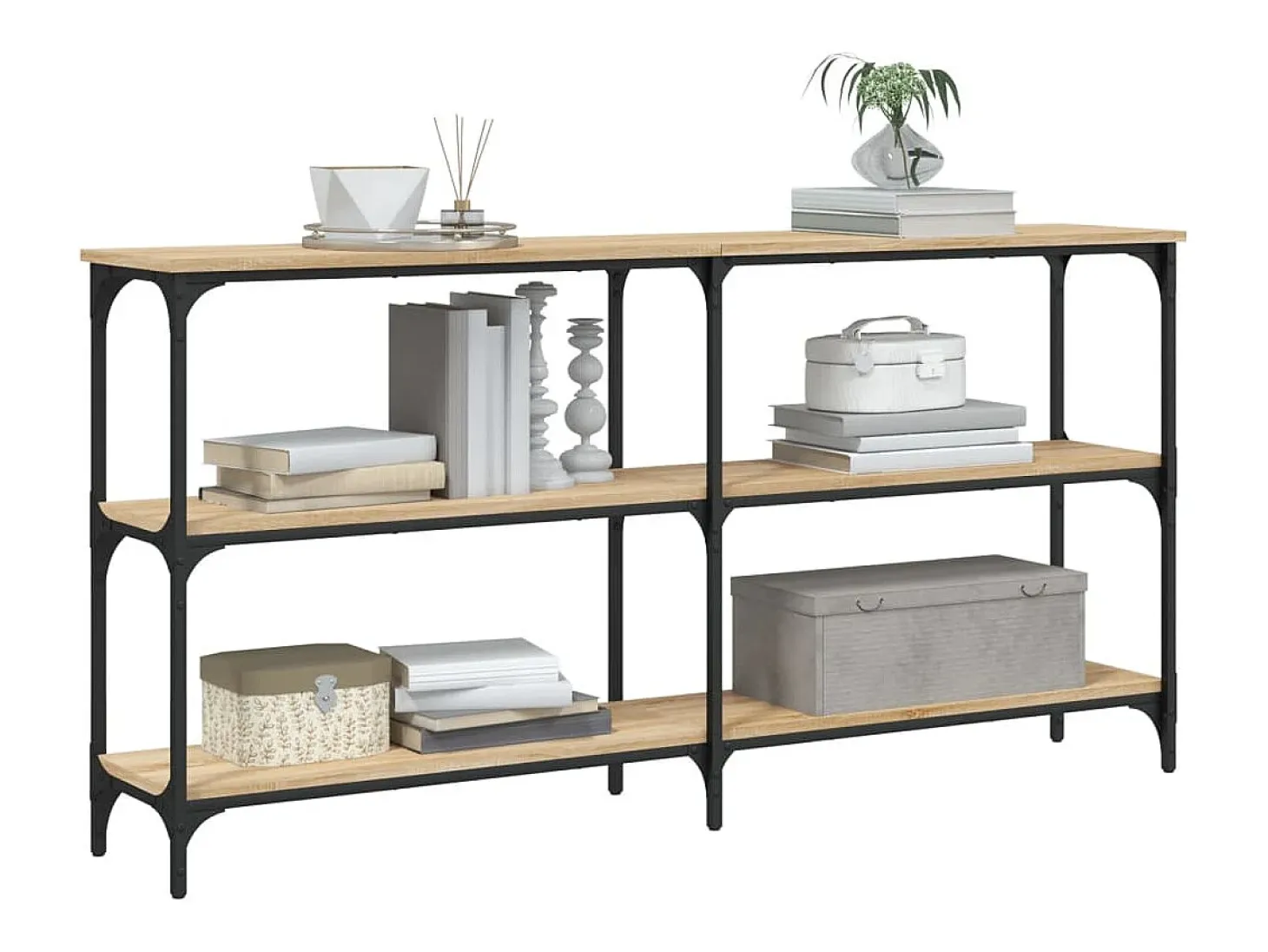Mesa consola madera de ingeniería roble Sonoma 150x29x75 cm