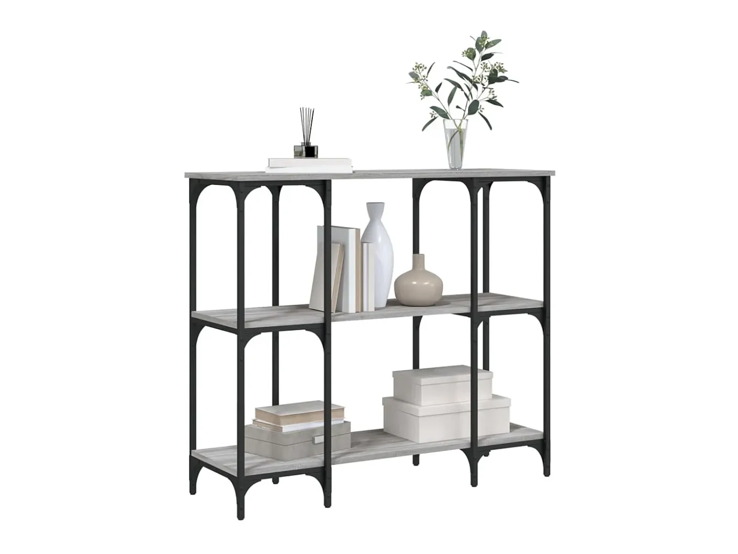 Mesa consola madera de ingeniería gris Sonoma 102x35x90 cm ES613263