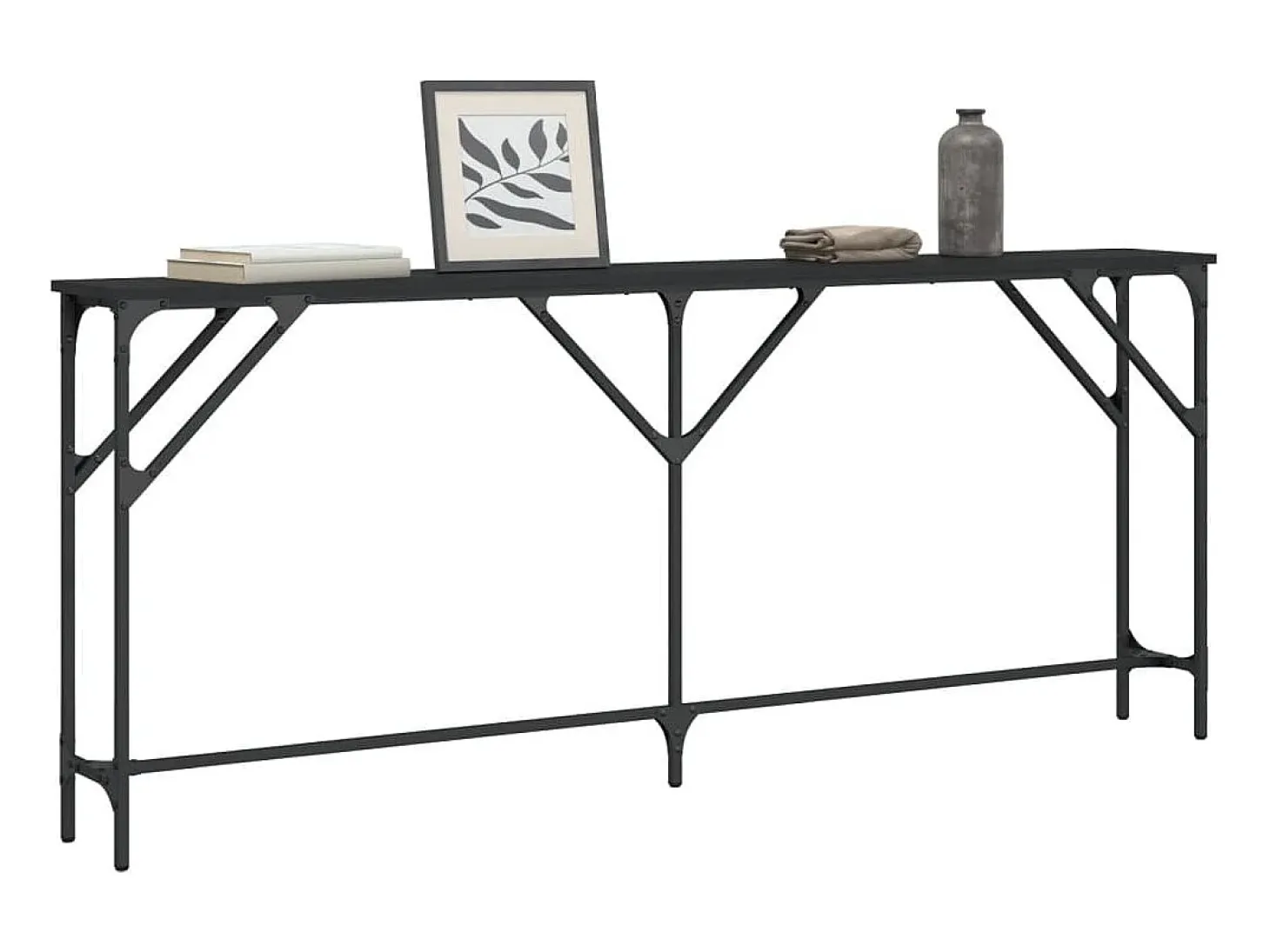 Mesa consola madera de ingeniería negro 180x23x75 cm