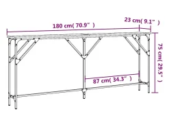 Mesa consola madera de ingeniería negro 180x23x75 cm