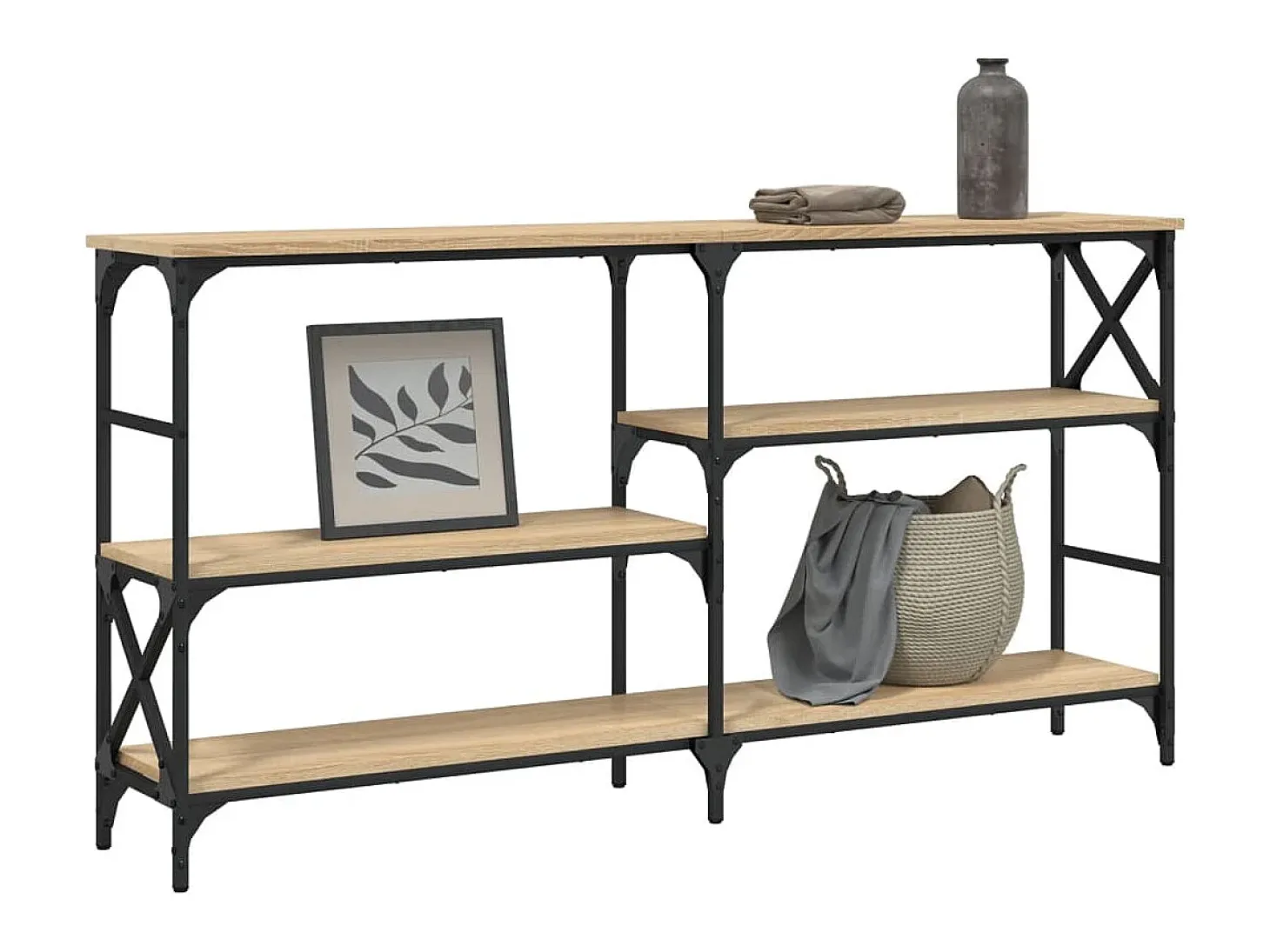 Mesa consola madera de ingeniería roble Sonoma 150x29x76,5 cm ES274372