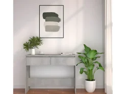 Mesa consola madera de ingeniería gris hormigón 100x35x76,5 cm ES363858