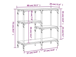Mesa consola madera de ingeniería gris Sonoma 80x29x75 cm