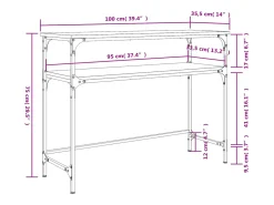 Mesa consola madera de ingeniería roble ahumado 100x35,5x75 cm