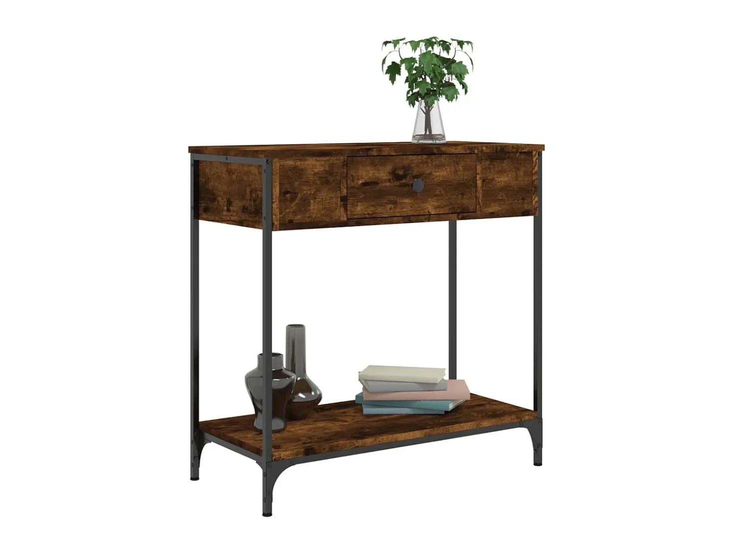 Mesa consola madera de ingeniería roble ahumado 75x34,5x75 cm ES698728