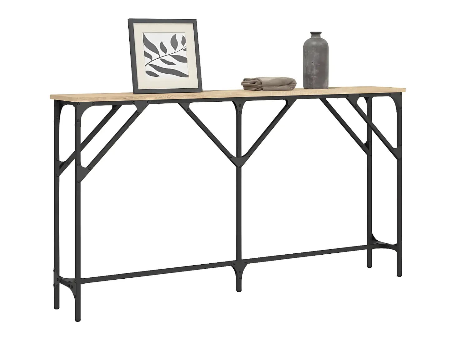 Mesa consola madera de ingeniería roble Sonoma 140x23x75 cm ES146133