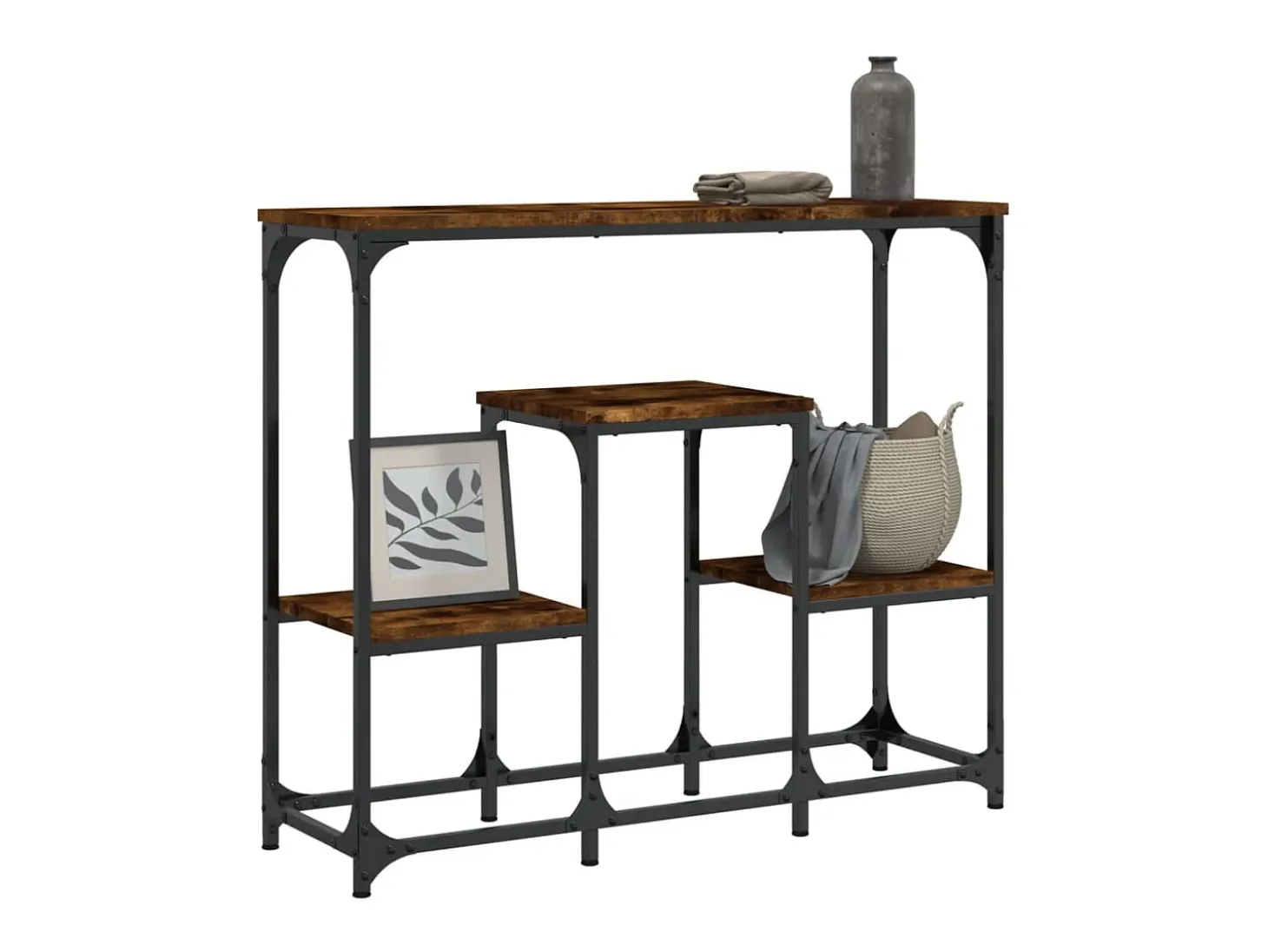 Mesa consola madera de ingeniería roble ahumado 89,5x28x76 cm ES520776