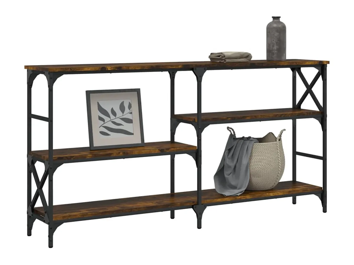 Mesa consola madera de ingeniería roble ahumado 150x29x76,5 cm ES919884