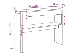 Mesa consola madera de ingeniería roble artesanal 102x30x80 cm