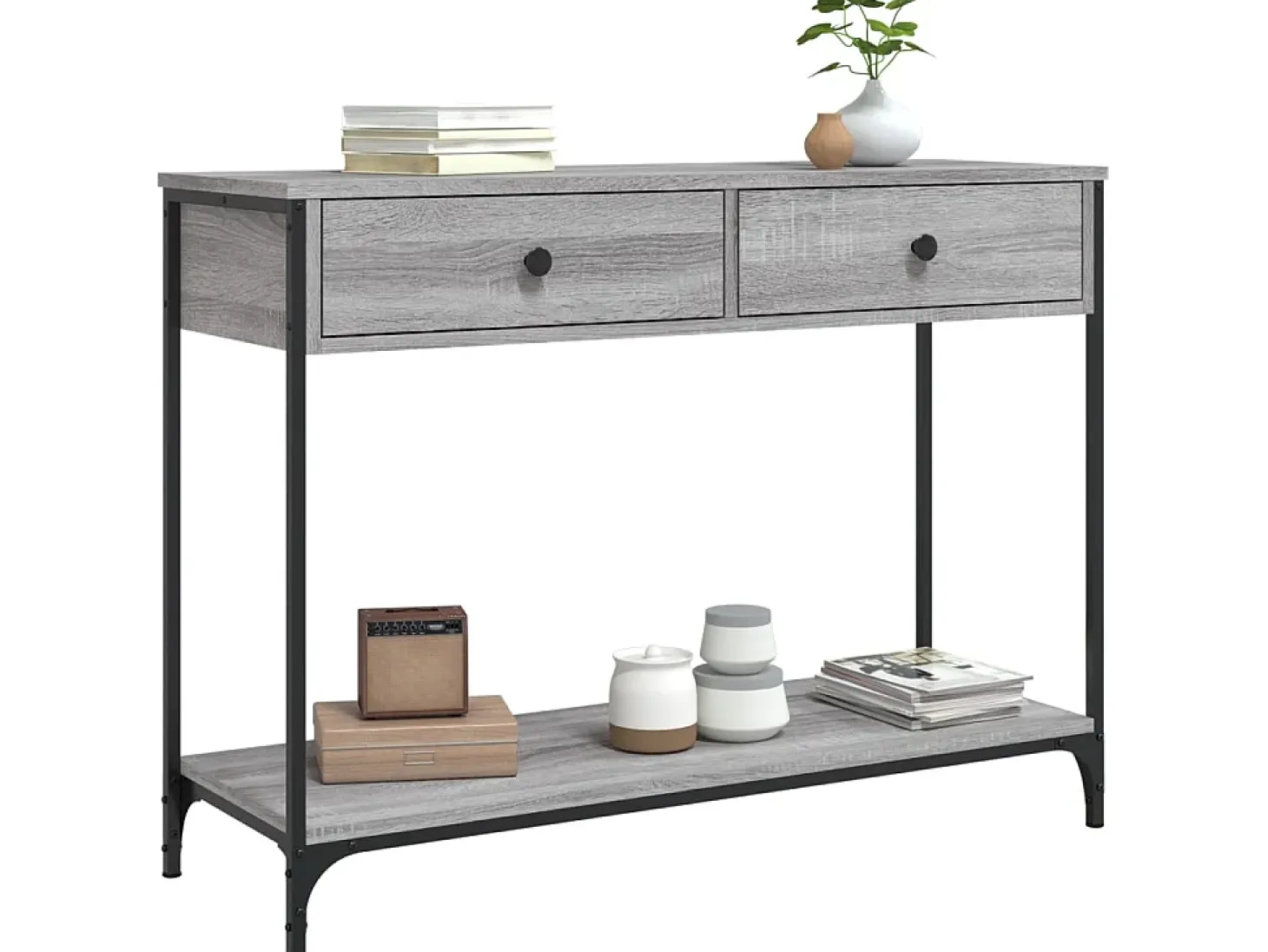 Mesa consola madera de ingeniería gris Sonoma 100x34,5x75 cm ES788011