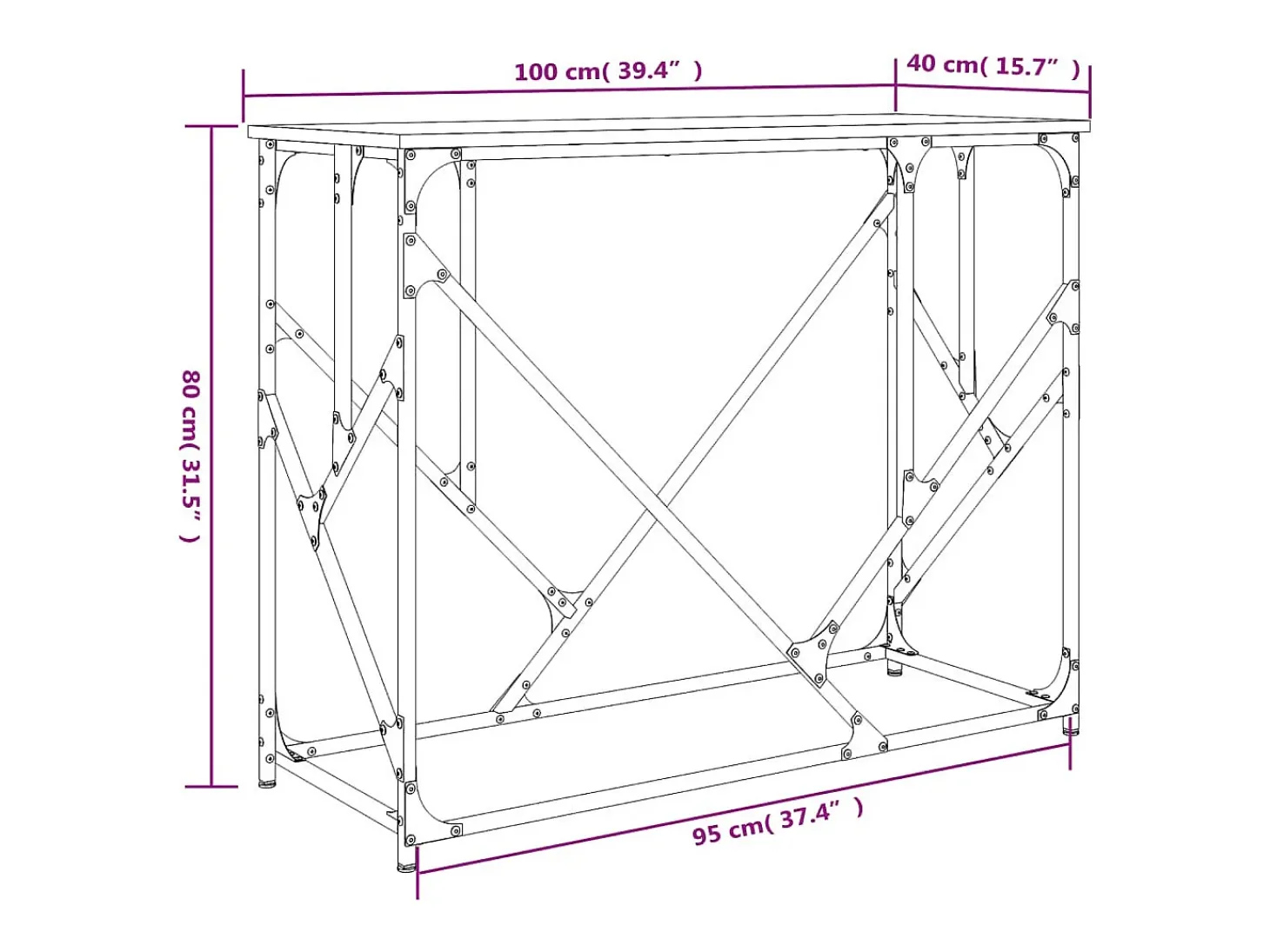 Mesa consola madera de ingeniería roble ahumado 100x40x80 cm