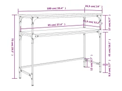 Mesa consola madera de ingeniería marrón roble 100x35,5x75 cm