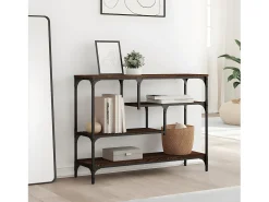 Mesa consola madera de ingeniería marrón roble 100x30x75 cm ES546278