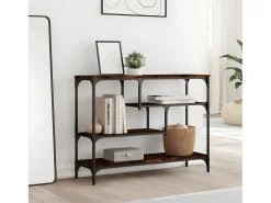 Mesa consola madera de ingeniería roble ahumado 100x30x75 cm ES815141