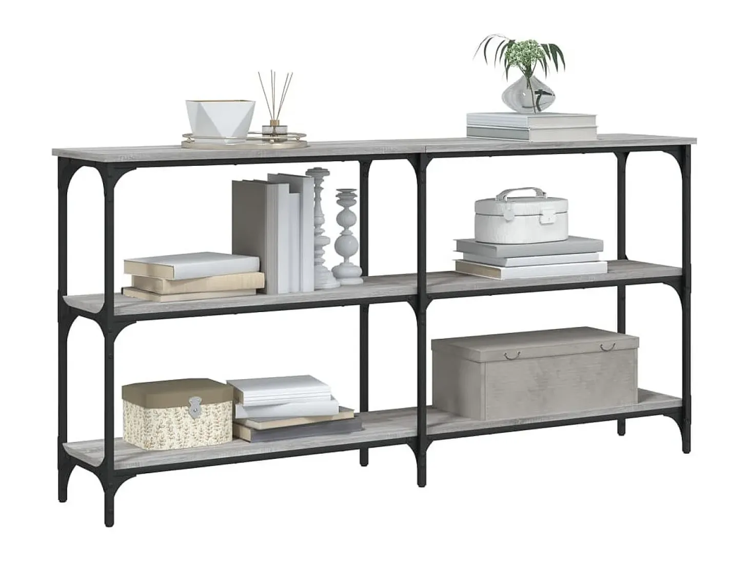Mesa consola madera de ingeniería gris Sonoma 150x29x75 cm ES145282