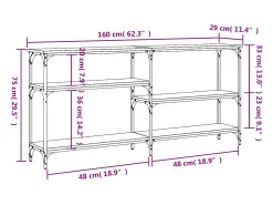 Mesa consola madera de ingeniería gris Sonoma 160x29x75 cm