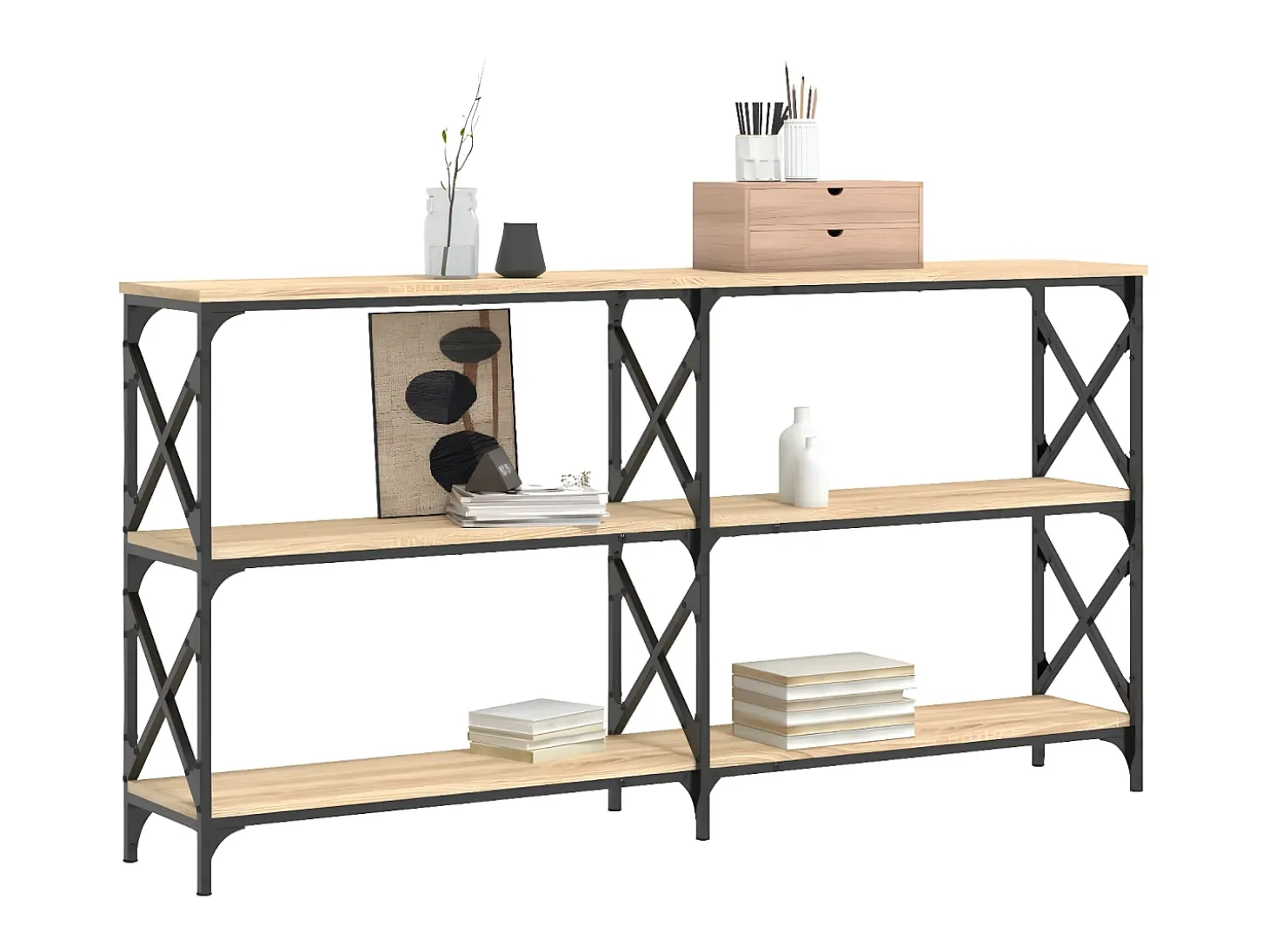 Mesa consola madera de ingeniería roble Sonoma 156x28x80,5 cm ES983044